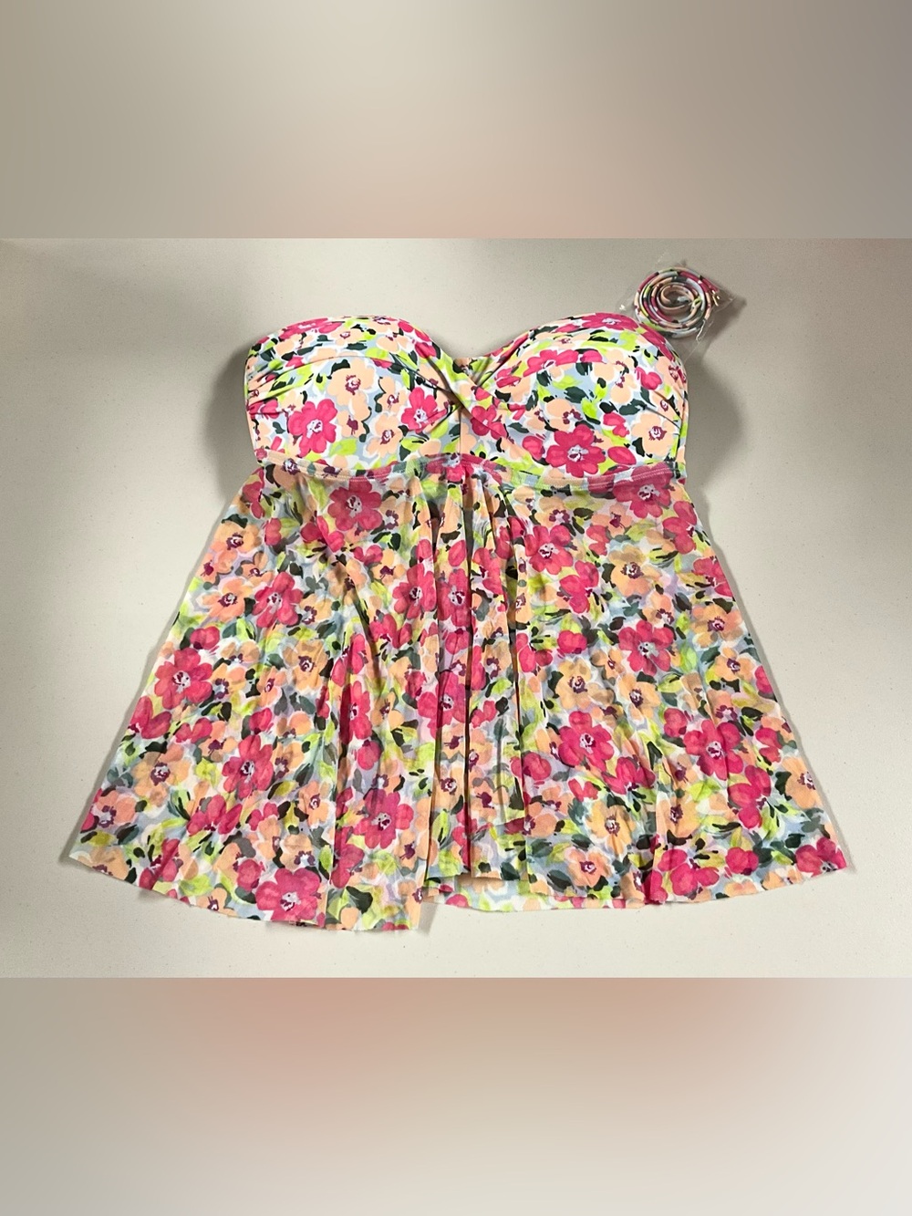 Kona Sol Floral Strapless in Pink, Peach, Yellow and Green Large